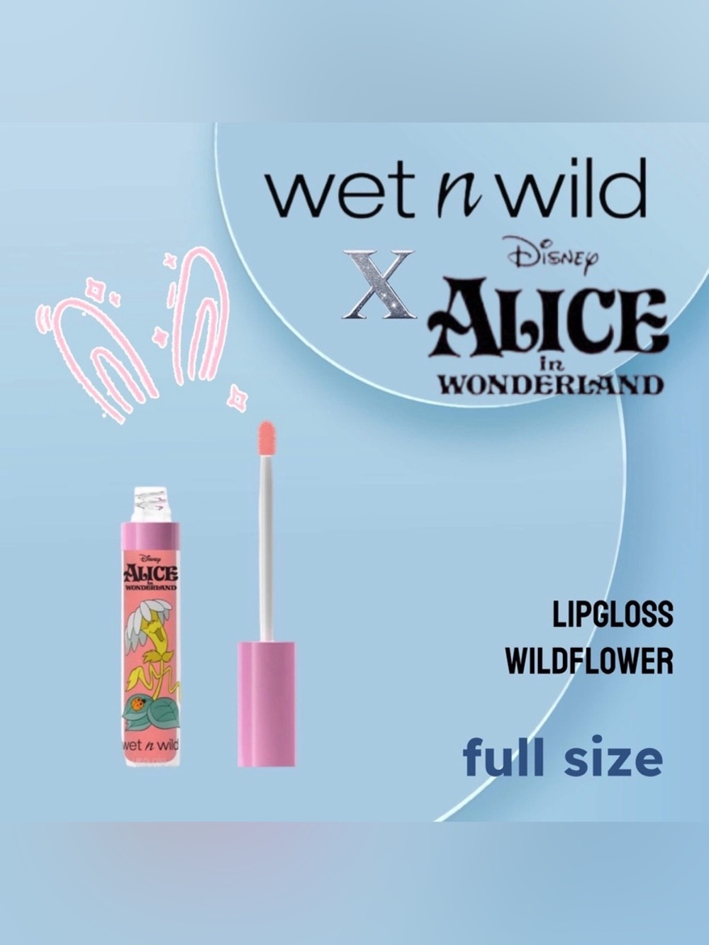 🇺🇸🆕NIB WET N WILD x Alice | FULL | Shiny Soothing Lipgloss Pink wildflower*
